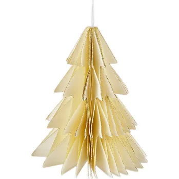 Vánoční dekorace Papírová vánoční ozdoba na stromeček - stromek Varianta: 2 (13 cm) krémová světlá zlatá, Balení: 1 ks