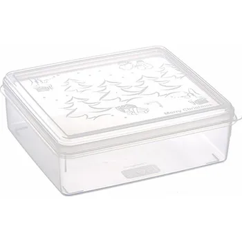 Dóza na potraviny box 2,50l vánoční, 23x23x7,5cm, transp.plast