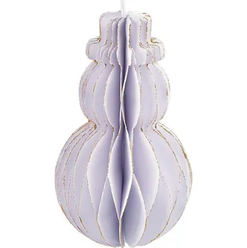 Vánoční dekorace Papírová vánoční ozdoba na stromeček - sněhulák 10 cm Varianta: 1 bílá zlatá, Balení: 1 ks