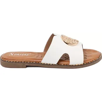 Dámské žabky Výborné nazouváky dámské bílé na plochém podpatku 39