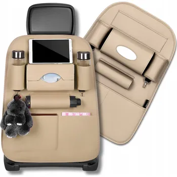 Organizér do auta Organizér na opěradlo sedadla do auta s kapsami, držáky na nápoje a háčky