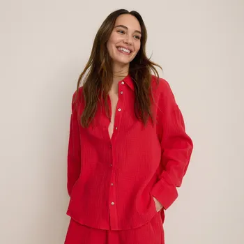 Dámská košile Reserved - Oversize košile z bavlněného mušelínu - červená - 161BV-33X - 161BV-33X-XL-3