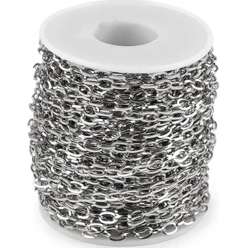 Řetízek Řetízek z nerezové oceli 4 a 6 mm metráž Varianta: 1 (4 mm) platina, Balení: 1 m