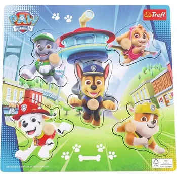 Dřevěná hračka Trefl vkládačka s úchyty Paw Patrol 22 x 22 cm 5 dílků