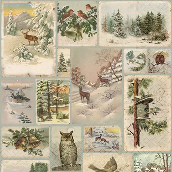 Papírový ubrousek Papírový ubrousek Christmas Forest Collage