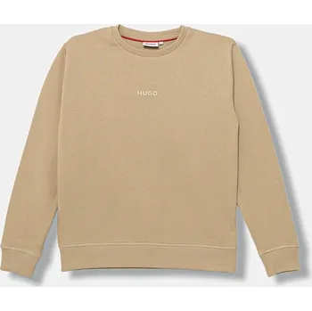 Chlapecká mikina Dětská mikina HUGO béžová barva, hladká, G00447 G00447.162.174 80X, vel. 174
