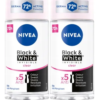 NIVEA Dámský kuličkový antiperspirant Black&White Invisible Clear 2 x 50 ml