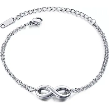 Náramek Zdvojený náramok z ocele 316L - symbol nekonečna, strieborná farba
