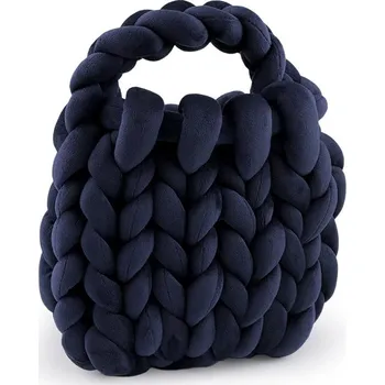 Kabelka Kabelka z velvetové příze hand made 25x22 cm - 7 modrá tmavá