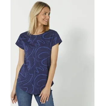 Dámské tričko Dlouhé tričko s krátkými rukávy a potiskem nám. modrá 42/44