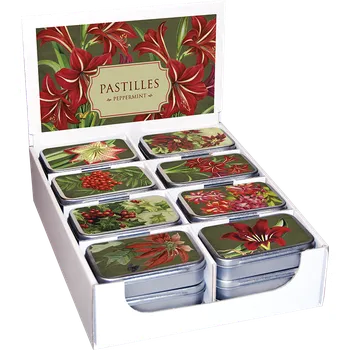 Pastilky v plechové dóze Red Christmas Flowers