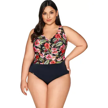 Dámské plavky Dámské jednodílné plavky 60 black Floral - AVA černá 75/H