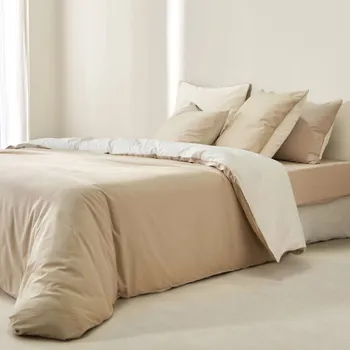 Povlečení Blancheporte Bavlněné dvoubarevné povlečení režná/písková povlak na přikrývku 140x200 cm