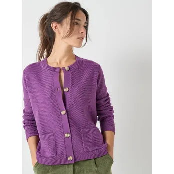 Dámský svetr Blancheporte Svetr na knoflíky, s perličkovým vzorem fialová 50