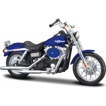 autíčko Maisto - HD - Motocykl - 2006 Dyna Street Bob, metal modrá, série 44, blister box, 1:18