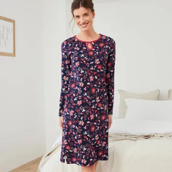 Dámská noční košile Blancheporte Sada 2 krátkých nočních košil s potiskem květin nám.modrá+červená 46/48