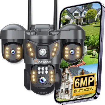 IP kamera Trojitá otočná WiFi IP kamera UHD audio venkovní 6MPX 6MP 4K detekce