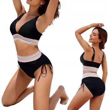 Dámské plavky DVOUDÍLNÉ PLAVKY S VYSOKÝM PASEM BOHO BIKINI NA ZAVAZOVÁNÍ
