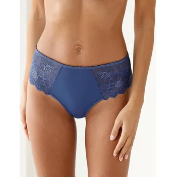 Kalhotky Blancheporte Sada 2 kalhotek tanga s vysokým pasem z mikrovlákna a krajky černá+modrá 42/44