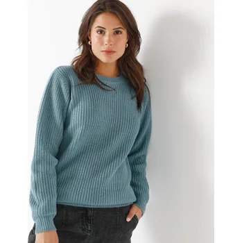 Dámský svetr Blancheporte Pulovr s kulatým výstřihem a hladkým vzorem tyrkysová 34/36