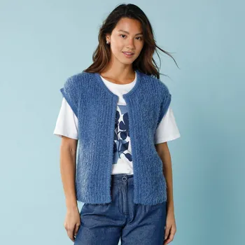 Dámská vesta Blancheporte Vesta z úpletu s chlupem, pro malou postavu modrošedá 50