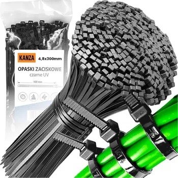 Stahovací páska STAHOVACÍ PÁSKY 100 KUSŮ 4,8x300mm ČERNÉ PEVNÉ STAHOVACÍ PÁSKY PRO SVAZKY