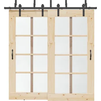 Tesařské kování vidaXL Sada příslušenství pro posuvné dveře 213,5 cm ocelová černá [3295724]