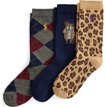 Dětské ponožky Polo Ralph Lauren 3-pack 448P03258001 námořnická modř 59X, vel. 32/35