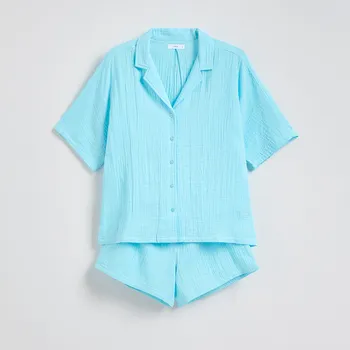 Dámský kabát Reserved - Dvoudílné pyžamo - tyrkysová - 182CS-66X - 182CS-66X-XXL