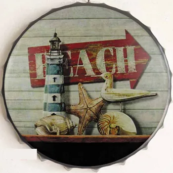 Plechová cedule Cedule 35x35cm víko Beach