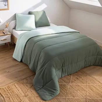 přikrývka Blancheporte Dvoubarevná přikrývka z mikrovlákna 500g/m2 eukalyptus/zelenkavá 140x200 cm