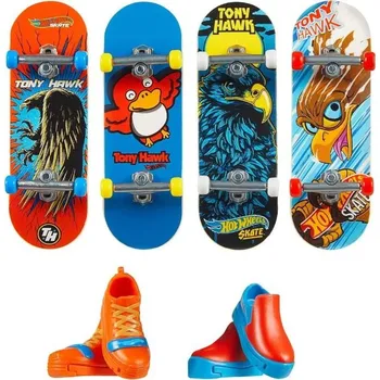 autíčko Mattel Hot Wheels Fingerboard 4ks a boty JBX57