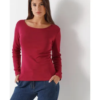 Blancheporte Jednobarevné tričko s dlouhými rukávy, z bio bavlny švestková 52