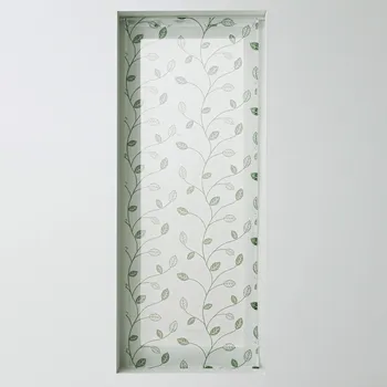 Blancheporte Vitrážová záclona s motivem listů a zakončením poutky zelená 60x90 cm