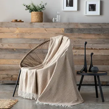 Napínací potah Blancheporte Ševrovnový dvoubarevný pléd béžová/bílá