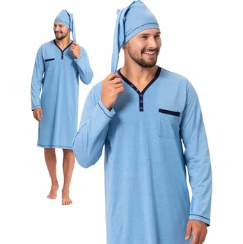 Dámská noční košile Hotberg BONIFACY – pánská noční košile a župan [modrá] L