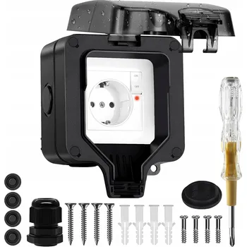 Elektrická zásuvka VENKOVNÍ ZAHRADNÍ ZÁSUVKA IP66 VODOTĚSNÁ S OSVĚTLENÍM A SPÍNAČEM