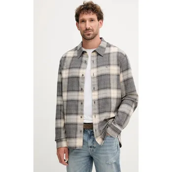 Pánská košile Bavlněná košile Calvin Klein Jeans pánská, šedá barva, regular, s klasickým límcem, LV04RD105G 90A, vel. XS