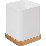 Koupelnový pohár Natureo, bílá/s dřevěnými prvky,