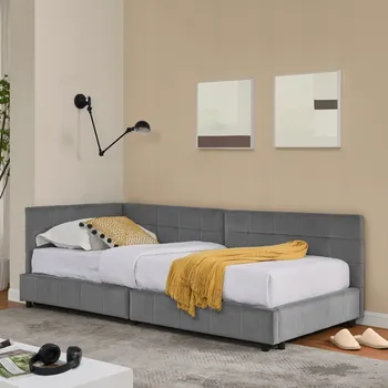 Postel Jednolůžková dřevěná postel Arhatreya 90x200 cm šedá