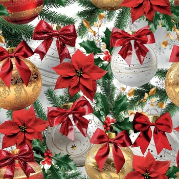 Vánoční ozdoby se zlatým zdobením, dekorativní látka NINA VODOODPORNA 160 cm, barva 001 bílá