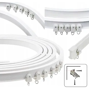 FLEXIBILNÍ GARNÝŽ LIŠTA NA ZÁCLONY A ZÁVĚSY 3m CELÁ SADA, bílá barva