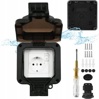 Elektrická zásuvka JEDNOTLIVÁ ZAHRADNÍ ZÁSUVKA VENKOVNÍ VODOTĚSNÁ ELEKTRICKÁ ZÁSUVKA