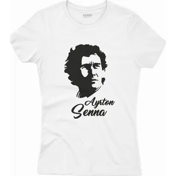 Dámské tričko Ayrton Senna - dámské tričko Velikost: 4XL, Varianta: Bílá