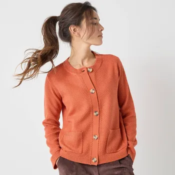 Dámský svetr Blancheporte Svetr na knoflíky, s perličkovým vzorem oranžová 42/44