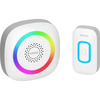 Domovní zvonek PELA AC, bezdrátový zvonek na baterie, systém učení, 60 zvuků, LED RGB, 300 m, bílá