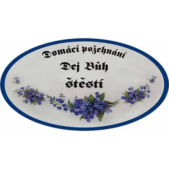 Plechová cedule Plechová cedule Domácí požehnání - Dej Buh štěstí 30 x 15 cm
