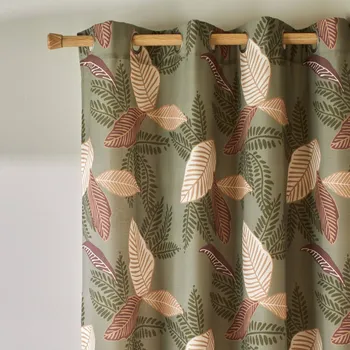 Blancheporte Zatemňovací závěs s potiskem listů zelená 135x180 cm