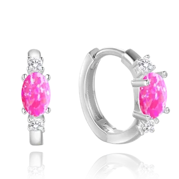 Náušnice Moonlit Stříbrné náušnice s růžovým opálem a zirkony
