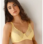 Blancheporte Zmenšující podprsenka z tylu a mikrovlákna s výšivkou Antioco, s flexi kosticemi žlutá 80D